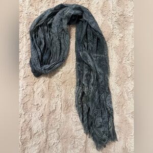 ($248) NWOT John Varvatos Paisley Jacquard Crinkle Modal Scarf (Color Dark Grey)